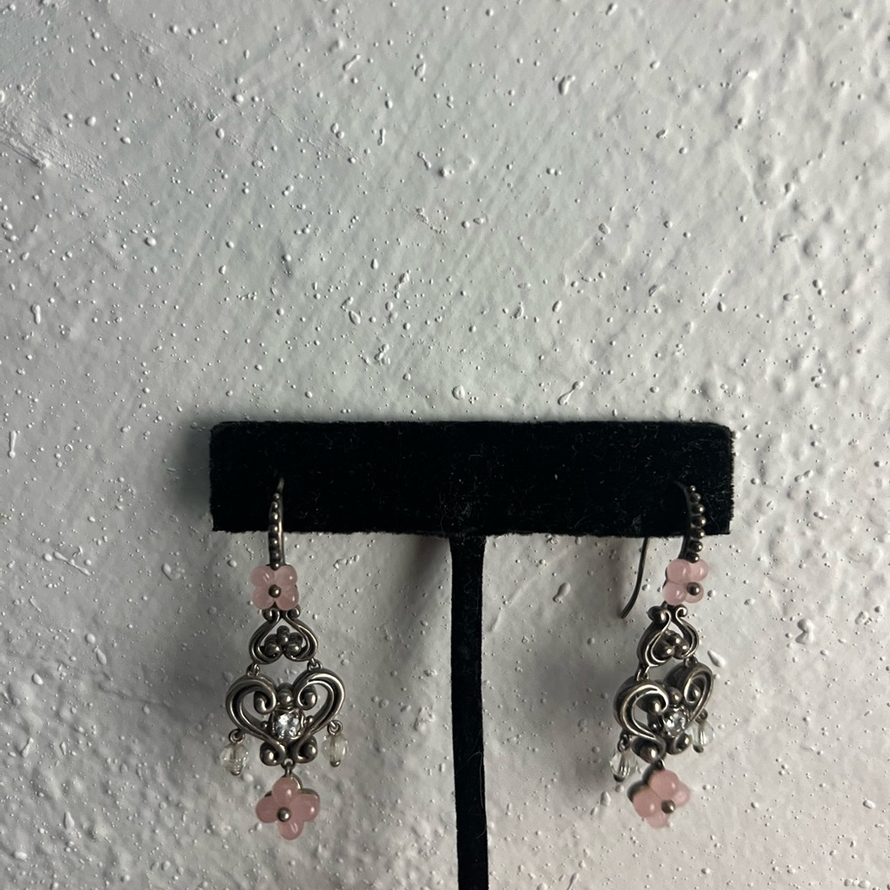 SALE Barbara Bixby pink jade or quartz earring with white topaz